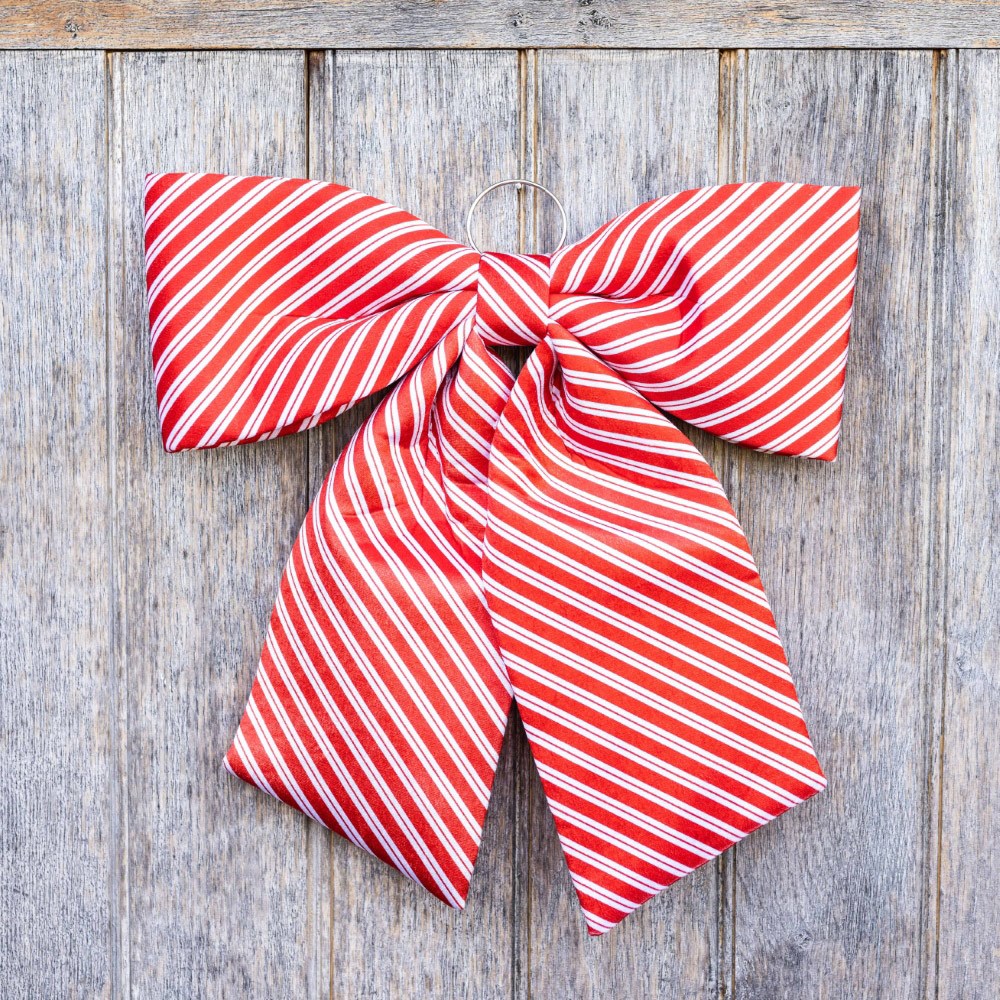 Red striped large door bow