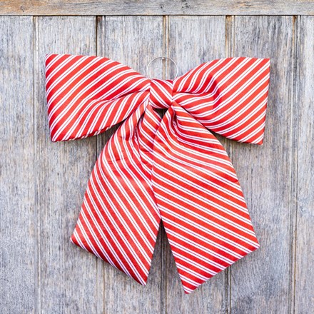 Red striped large door bow