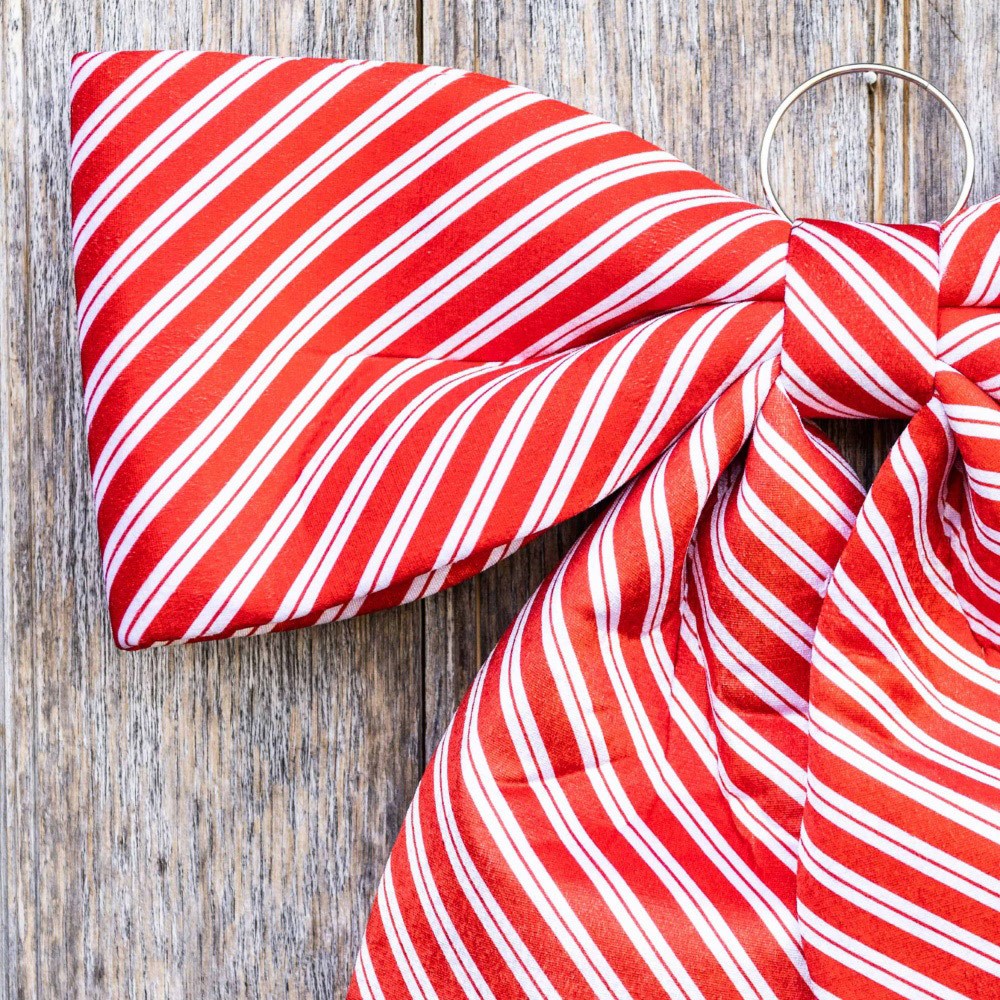 Red striped large door bow