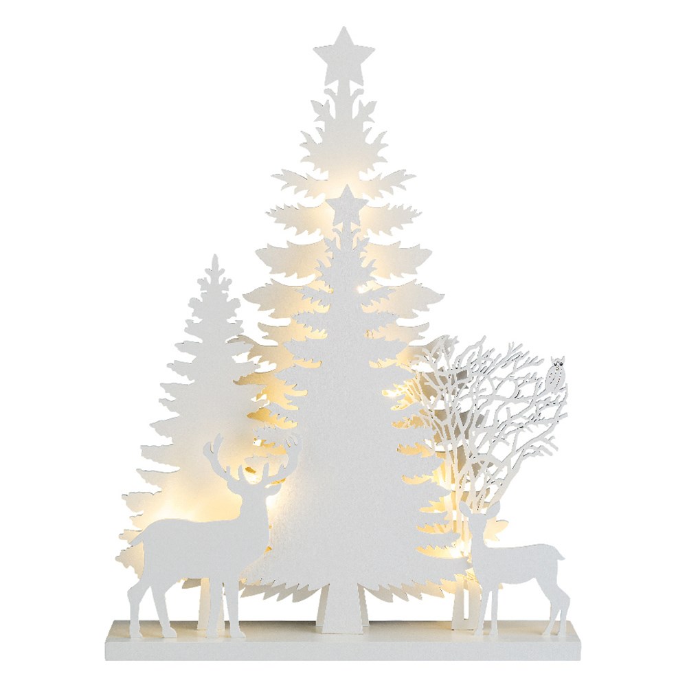 Lit forest scene