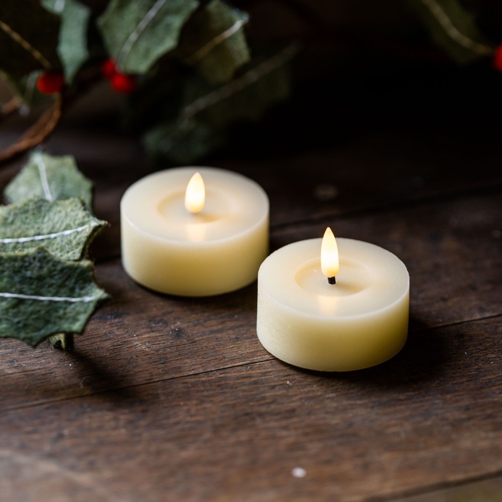 Two large LED tealights - cream