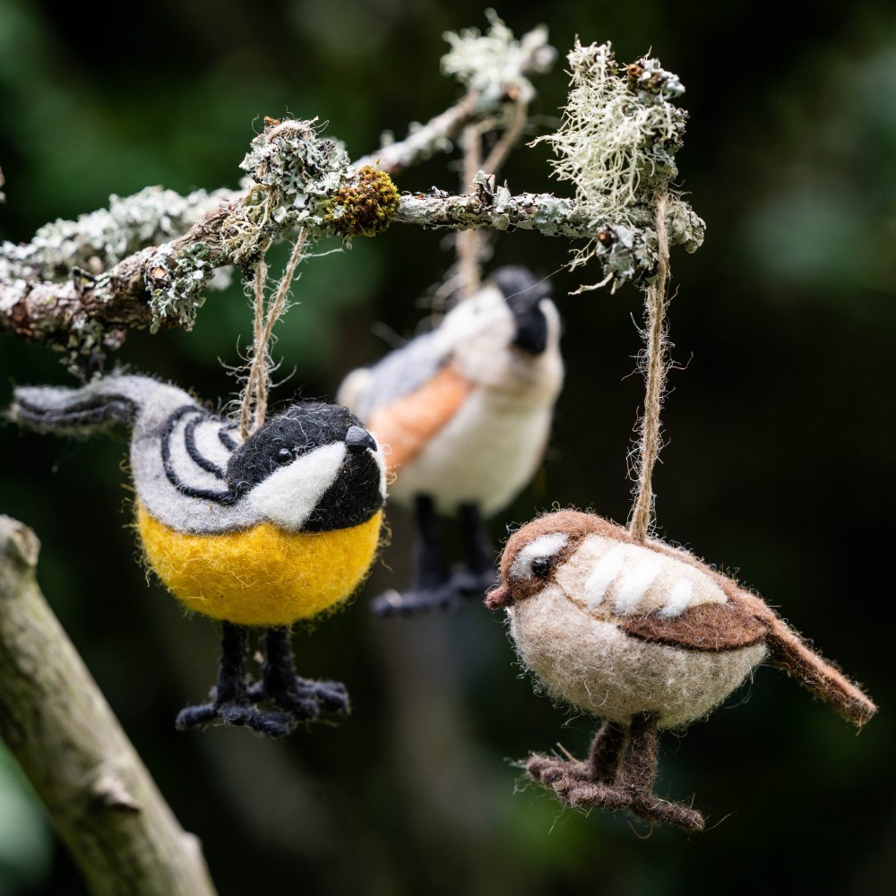 Felt woodland birds