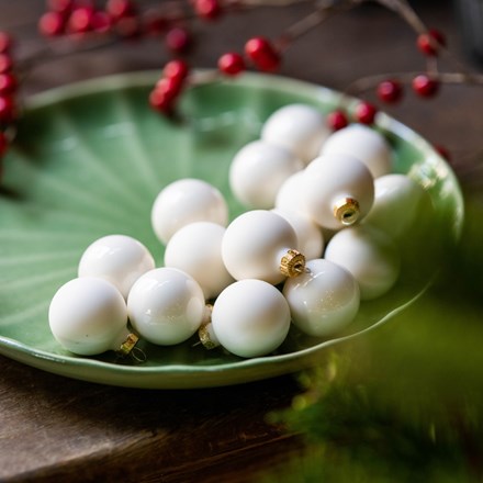 Cream small glass baubles - box of 16