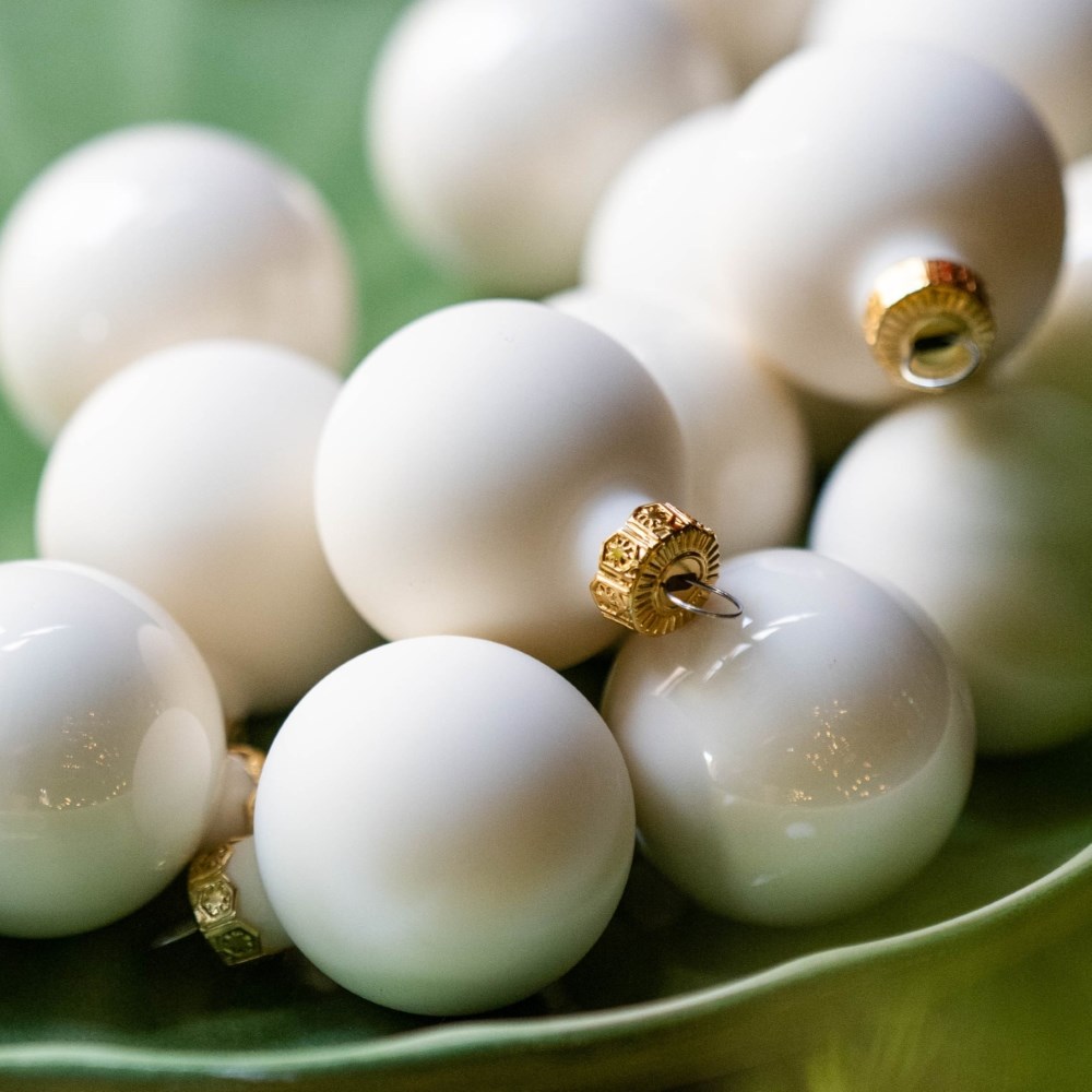 Cream small glass baubles - box of 16