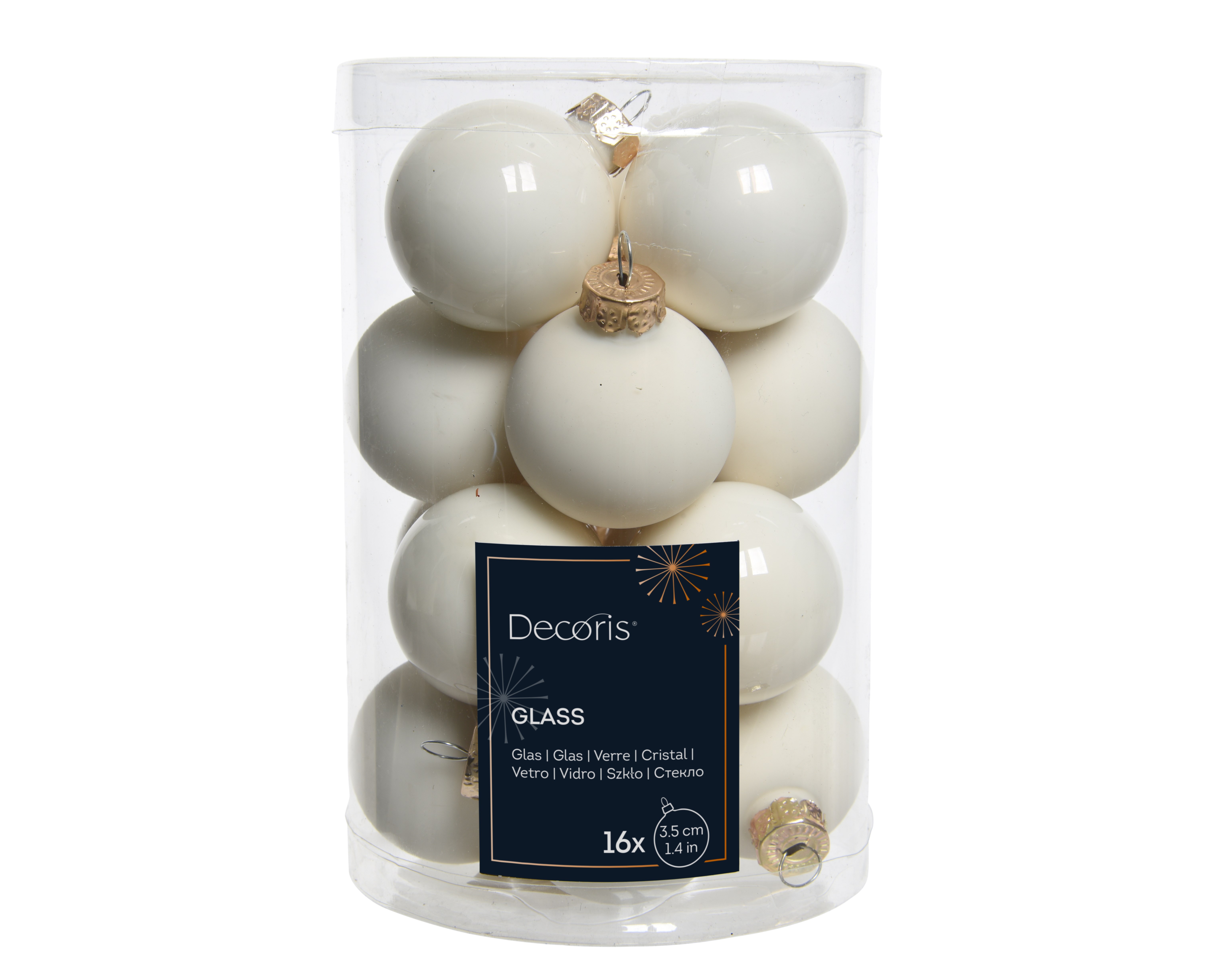 Cream small glass baubles - box of 16