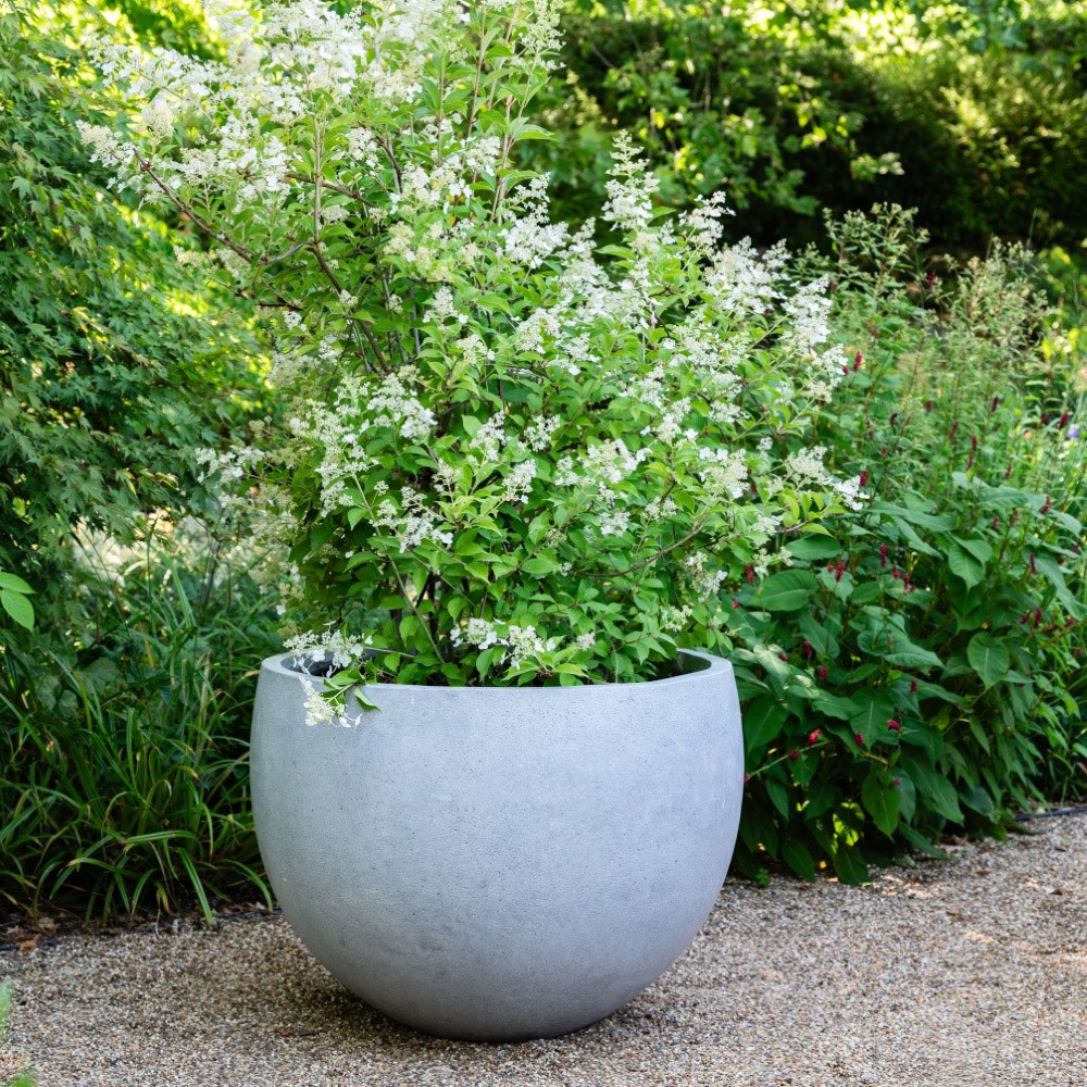 Globe planter - light grey