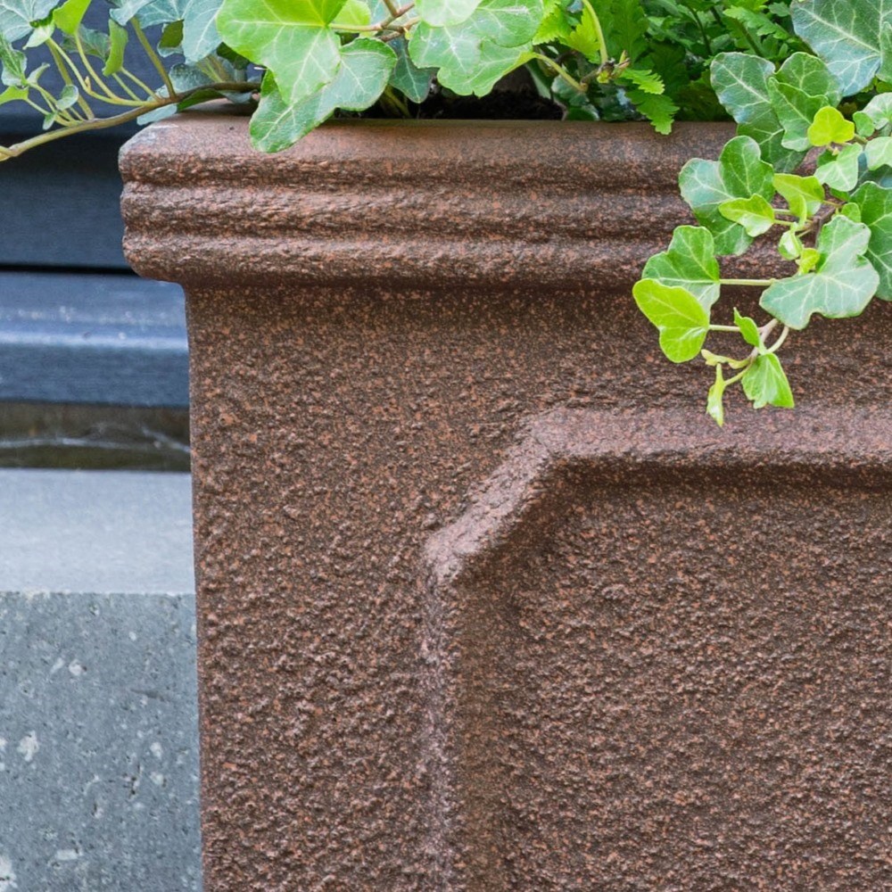 Textured cube planter - rust finish