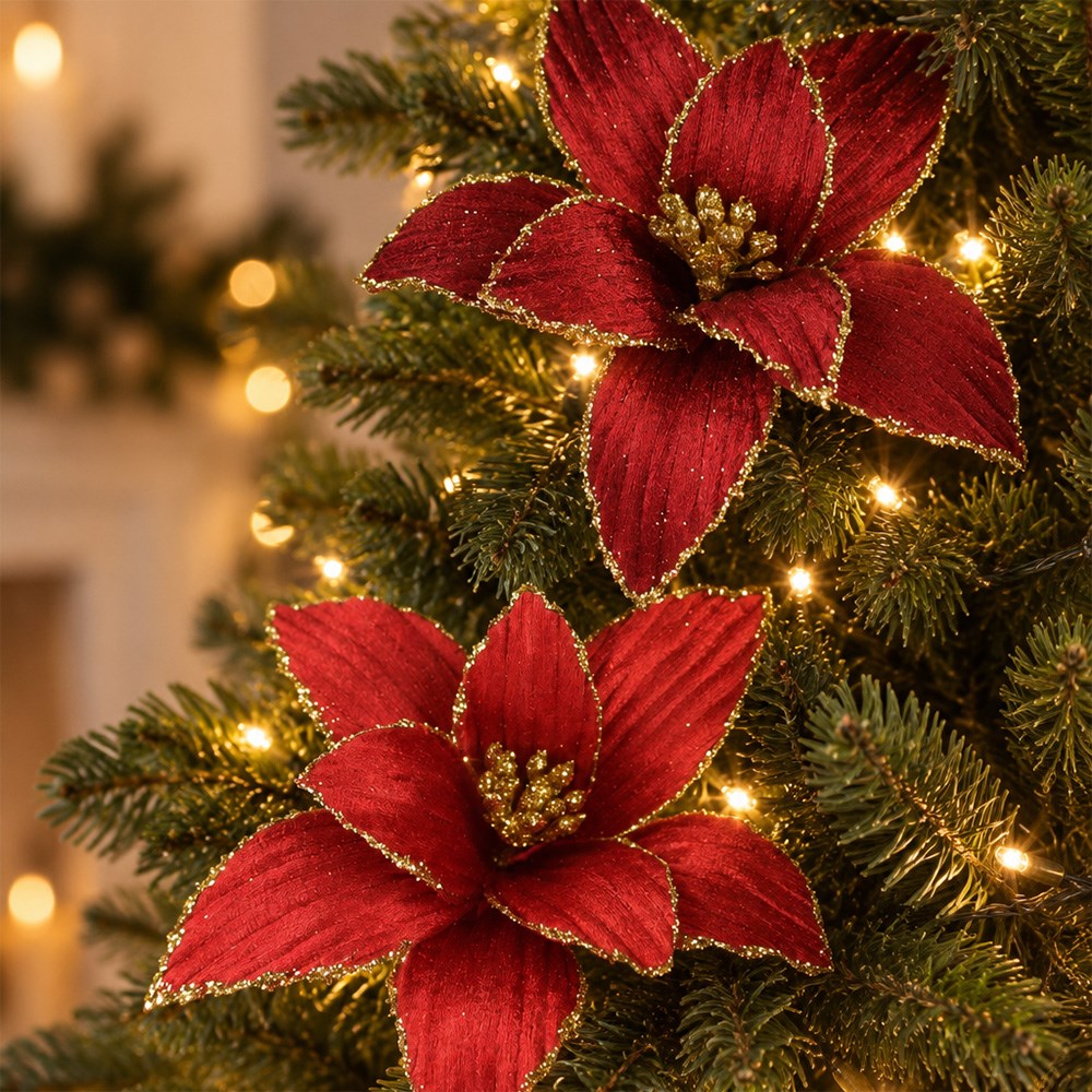 Two poinsettia clips