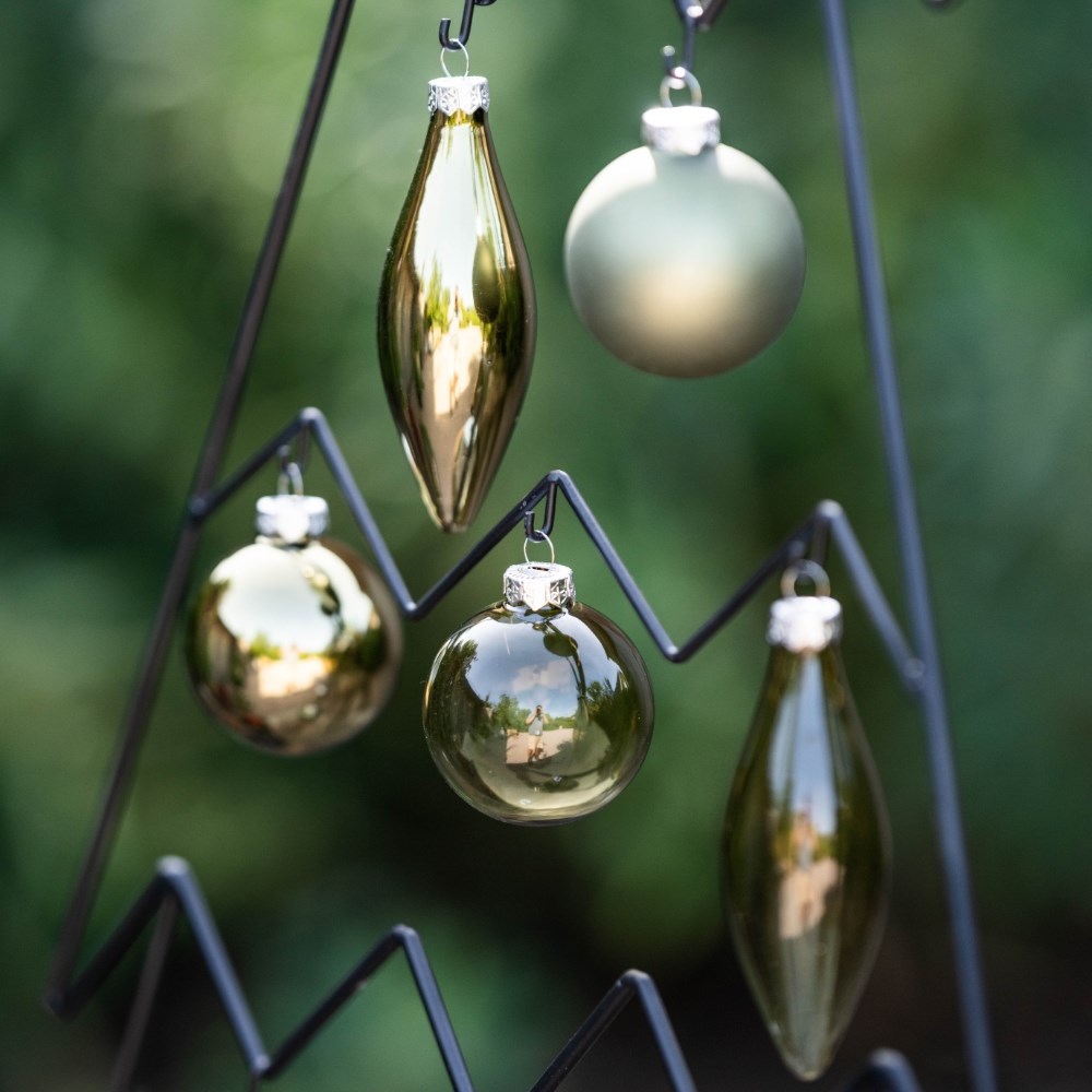 Green glass baubles - box of 10