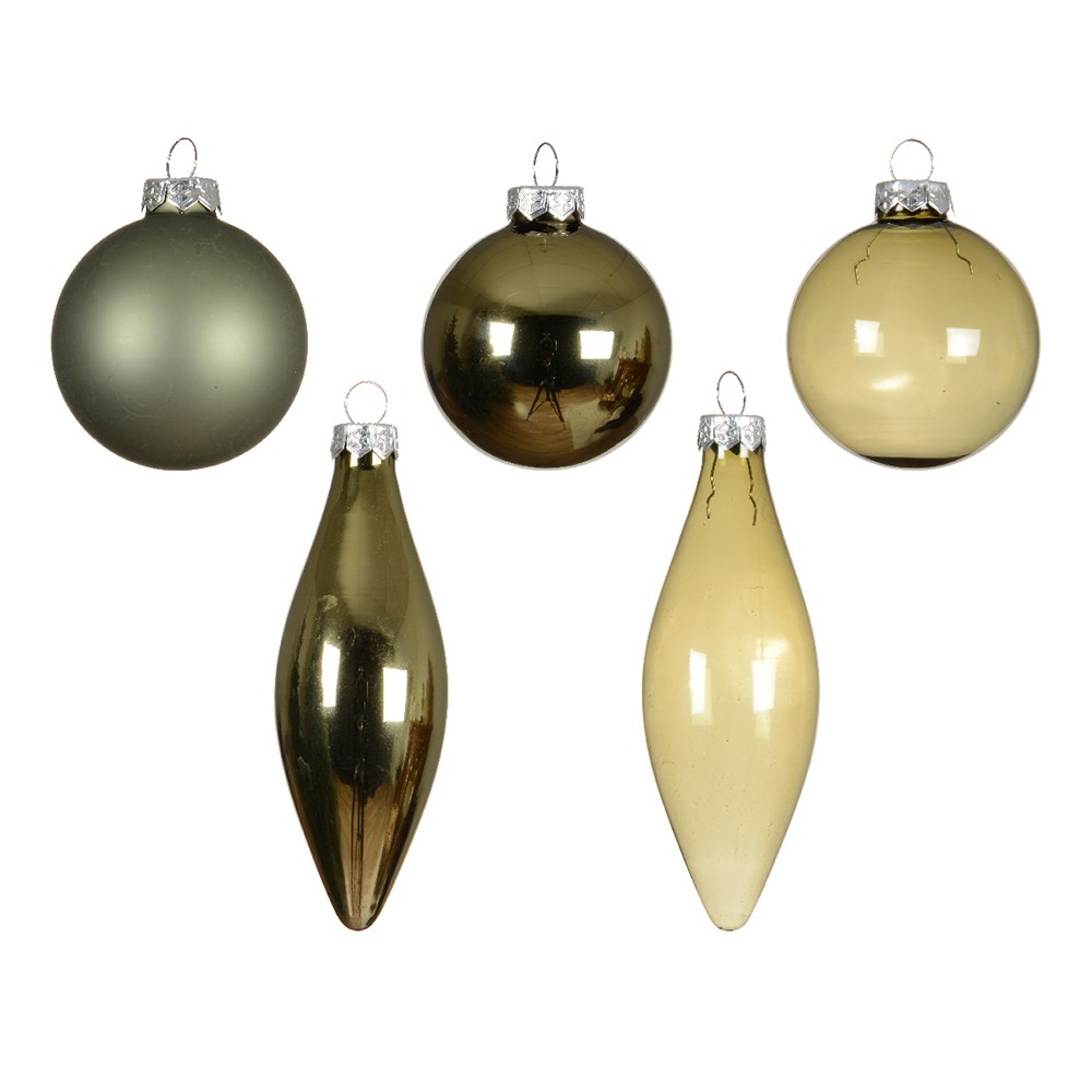 Green glass baubles - box of 10