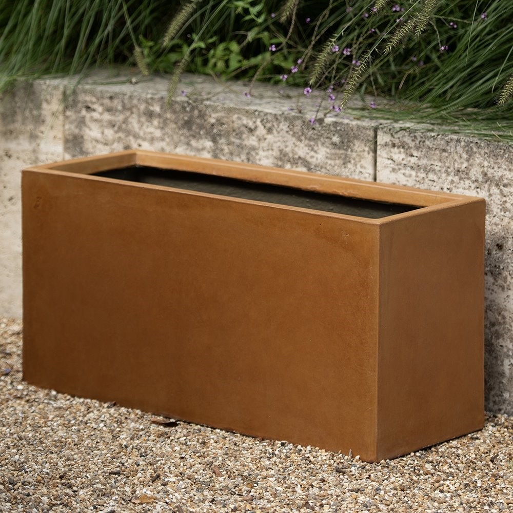Rectangular terrace planter - rust