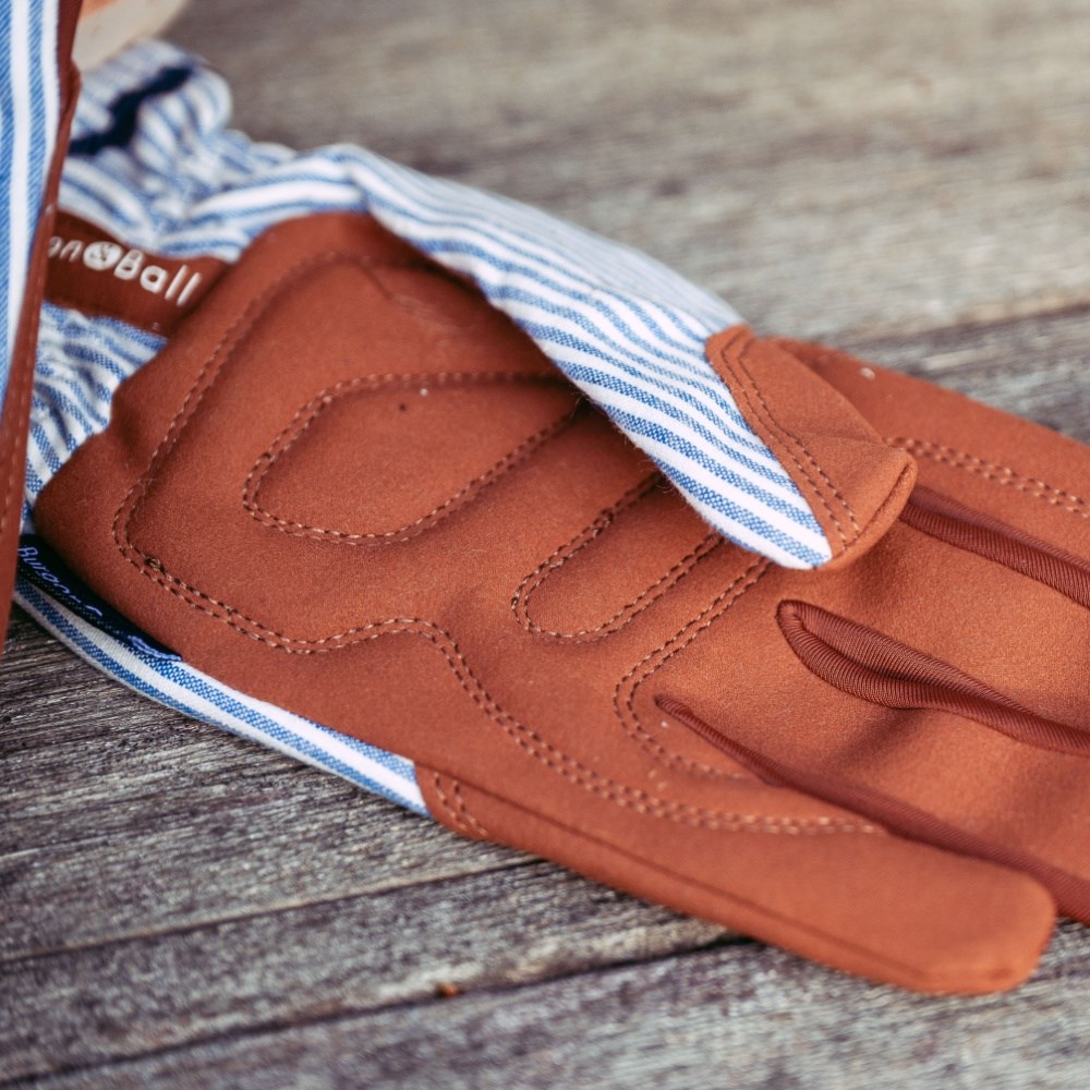 Striped gardening gloves - denim blue
