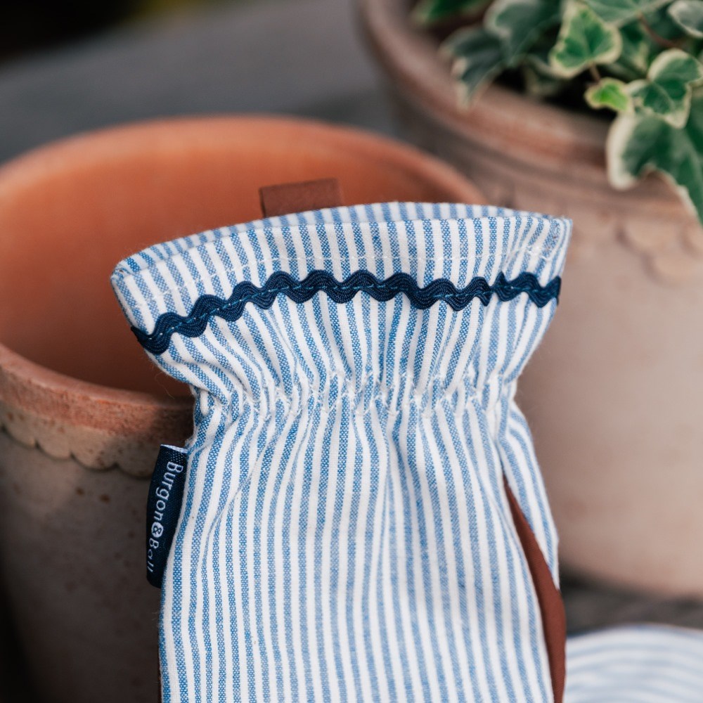Striped gardening gloves - denim blue