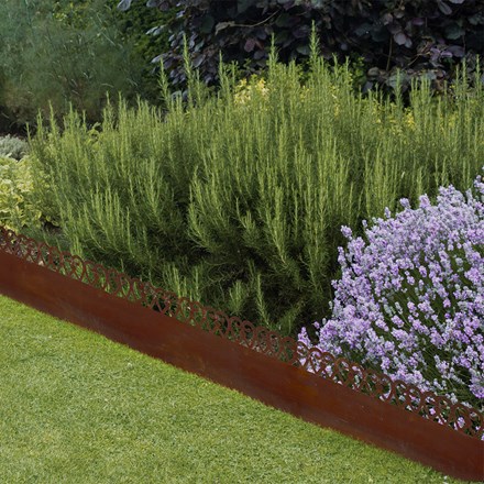 Rolled up scroll lawn edging - rust