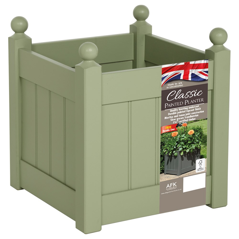Classic wooden planter - sage