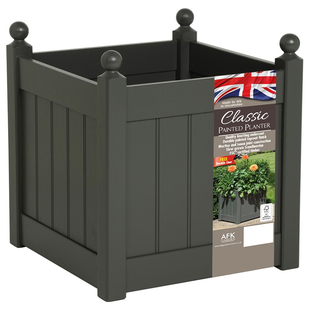 Classic wooden planter - charcoal