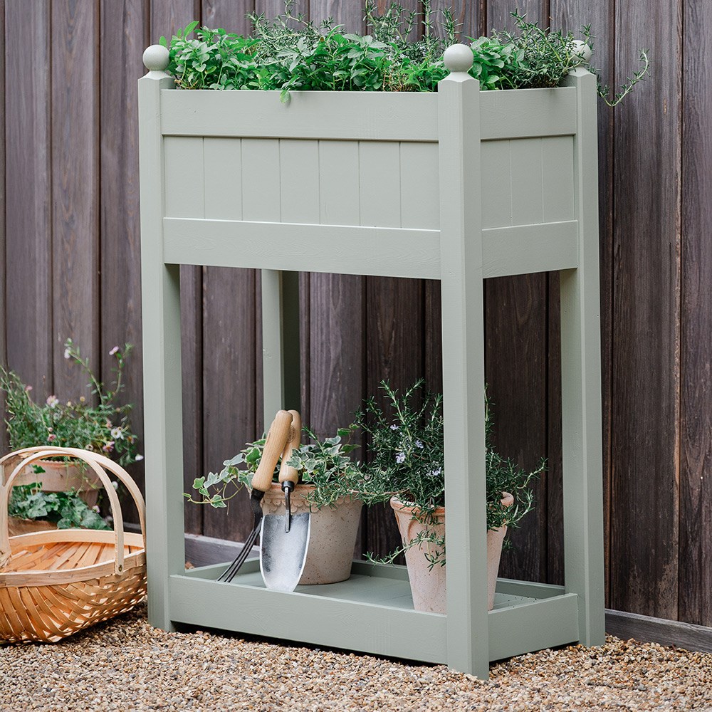 Wooden herb trough - sage
