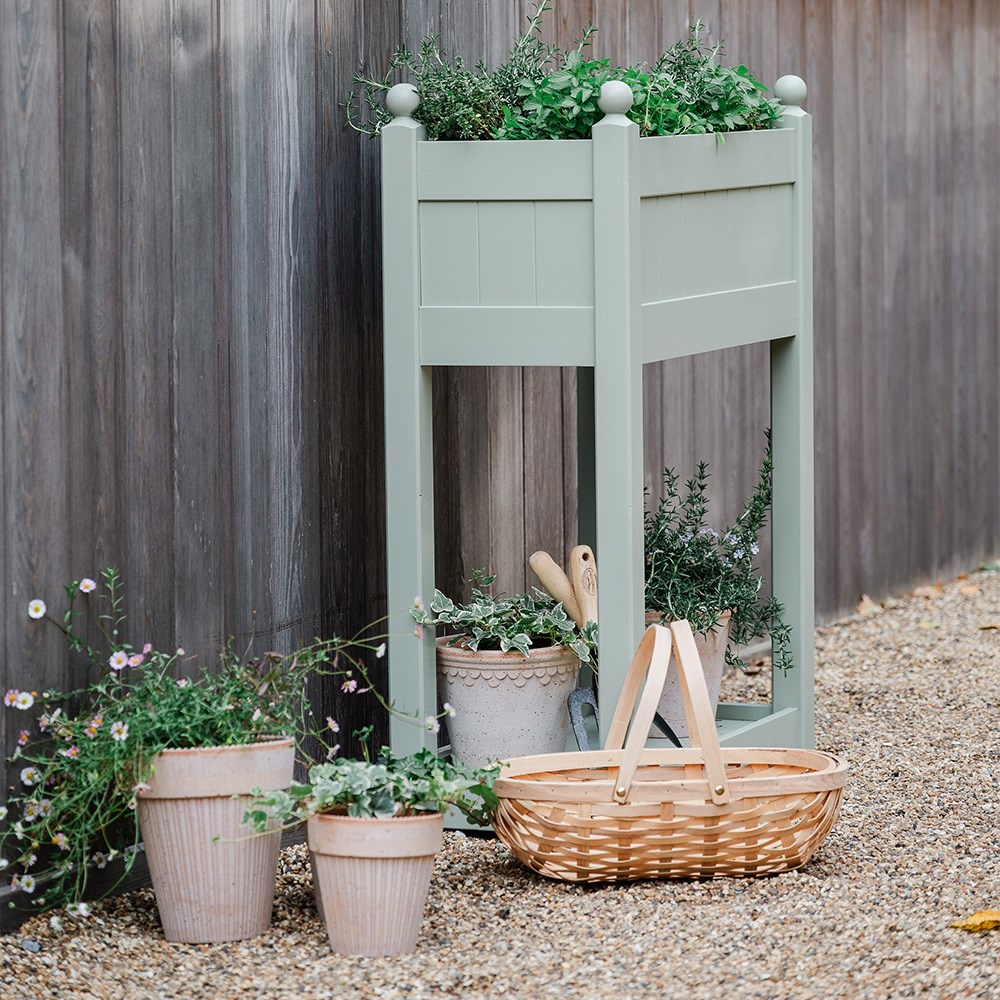 Wooden herb trough - sage
