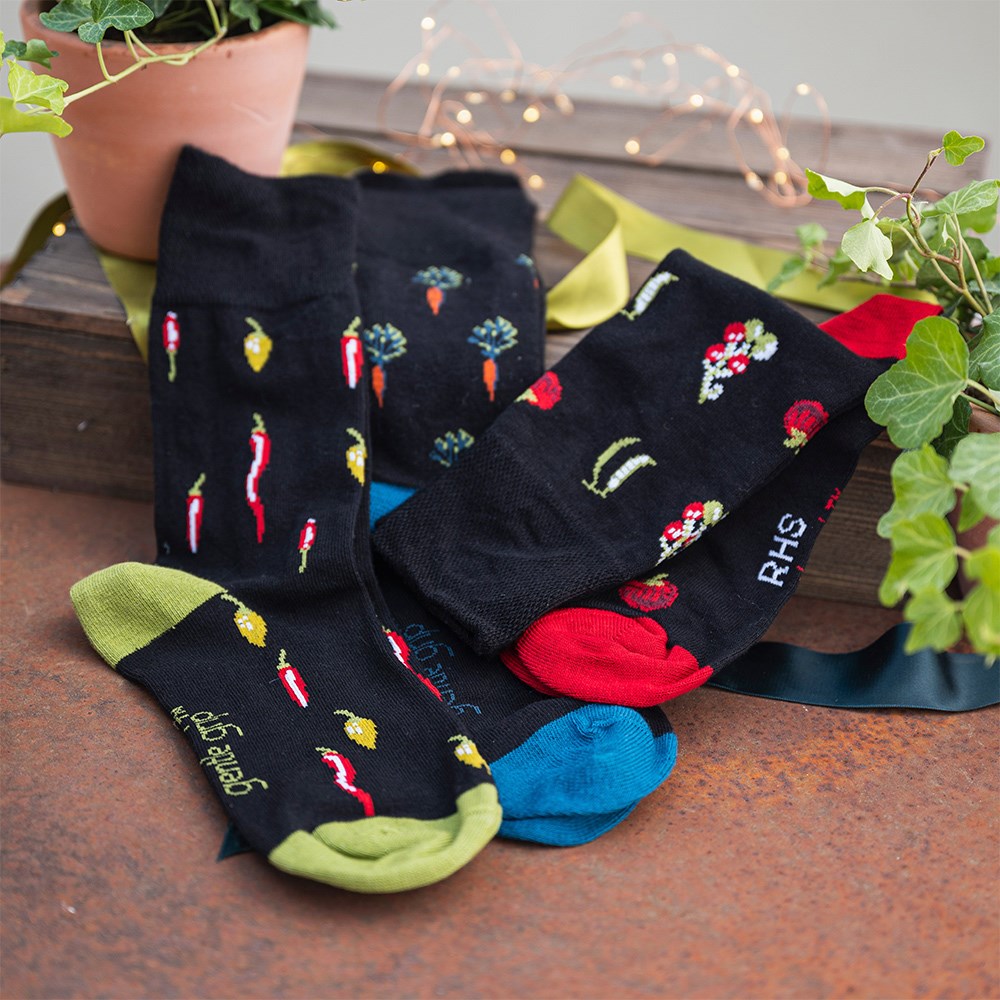Men's 3 pair gentle grip socks - vegetables