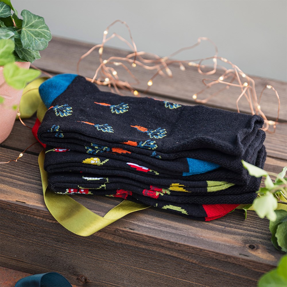 Men's 3 pair gentle grip socks - vegetables