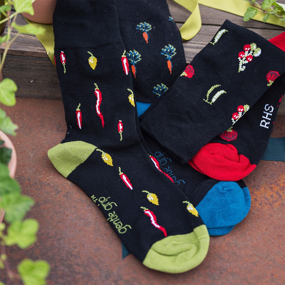Men's 3 pair gentle grip socks - vegetables