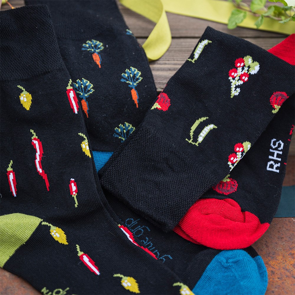 Men's 3 pair gentle grip socks - vegetables