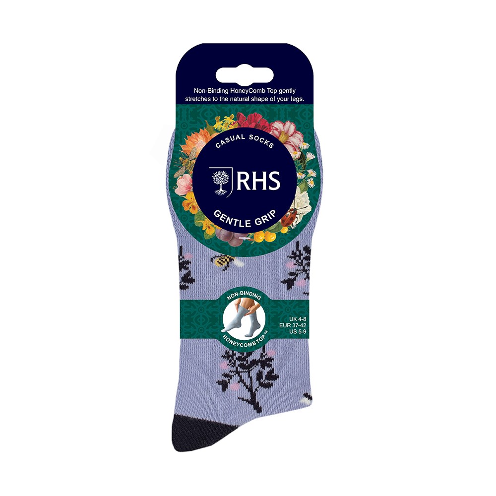 Women's 3 pair gentle grip socks - blue floral