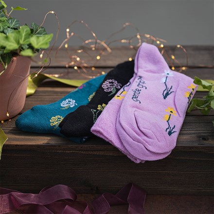 Women's 3 pair gentle grip socks - mixed floral