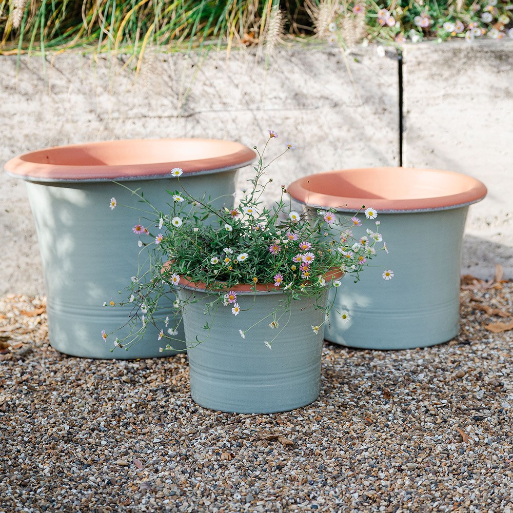Sage green flared planter
