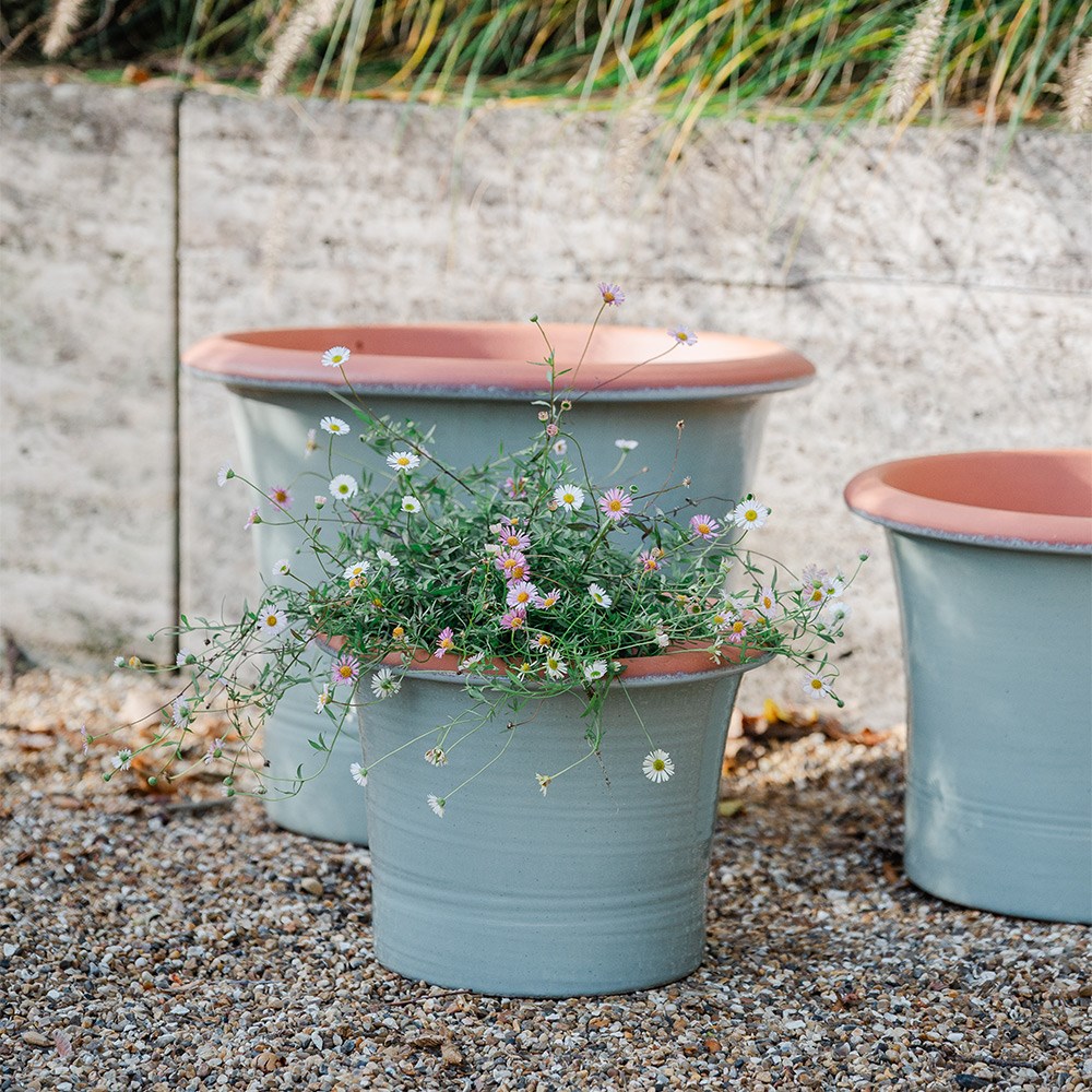 Sage green flared planter