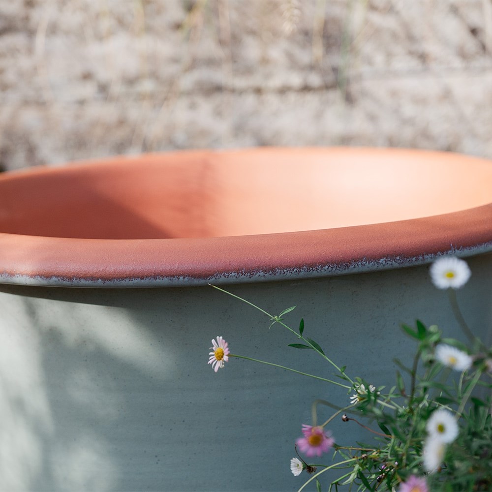 Sage green flared planter