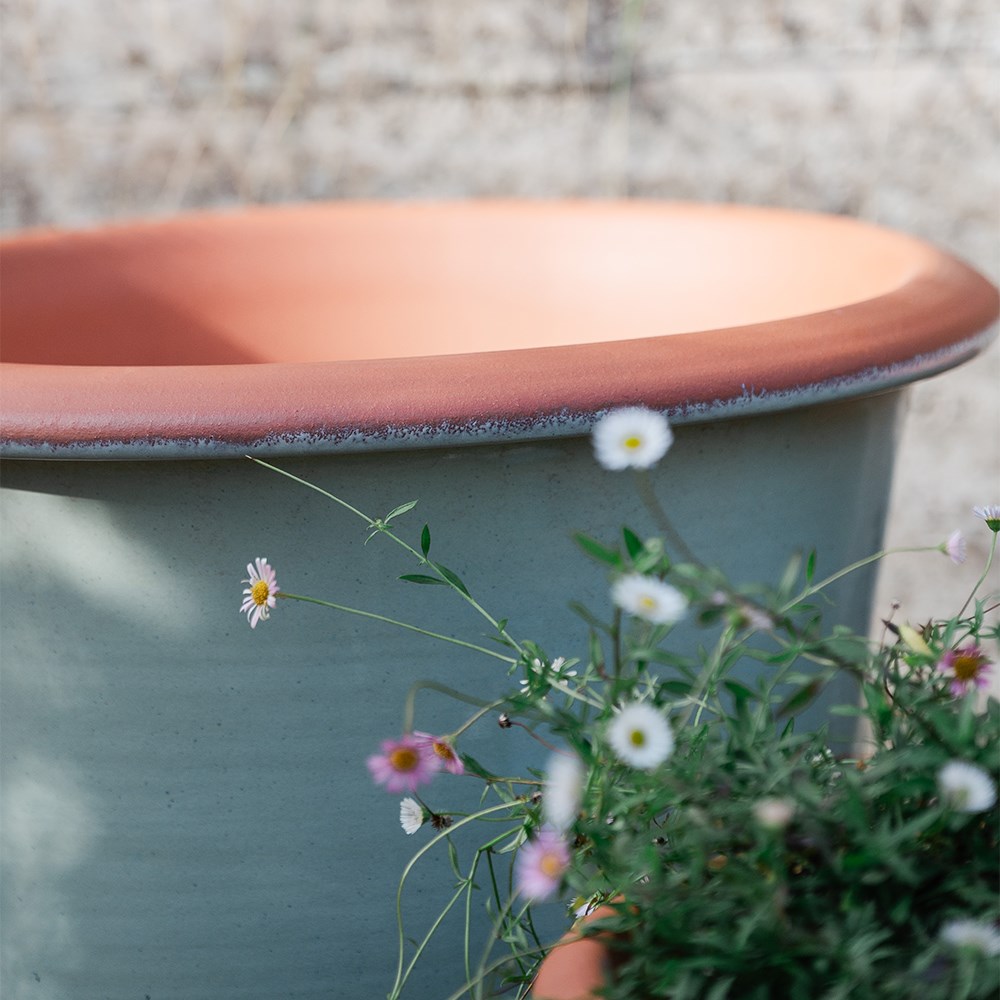 Sage green flared planter