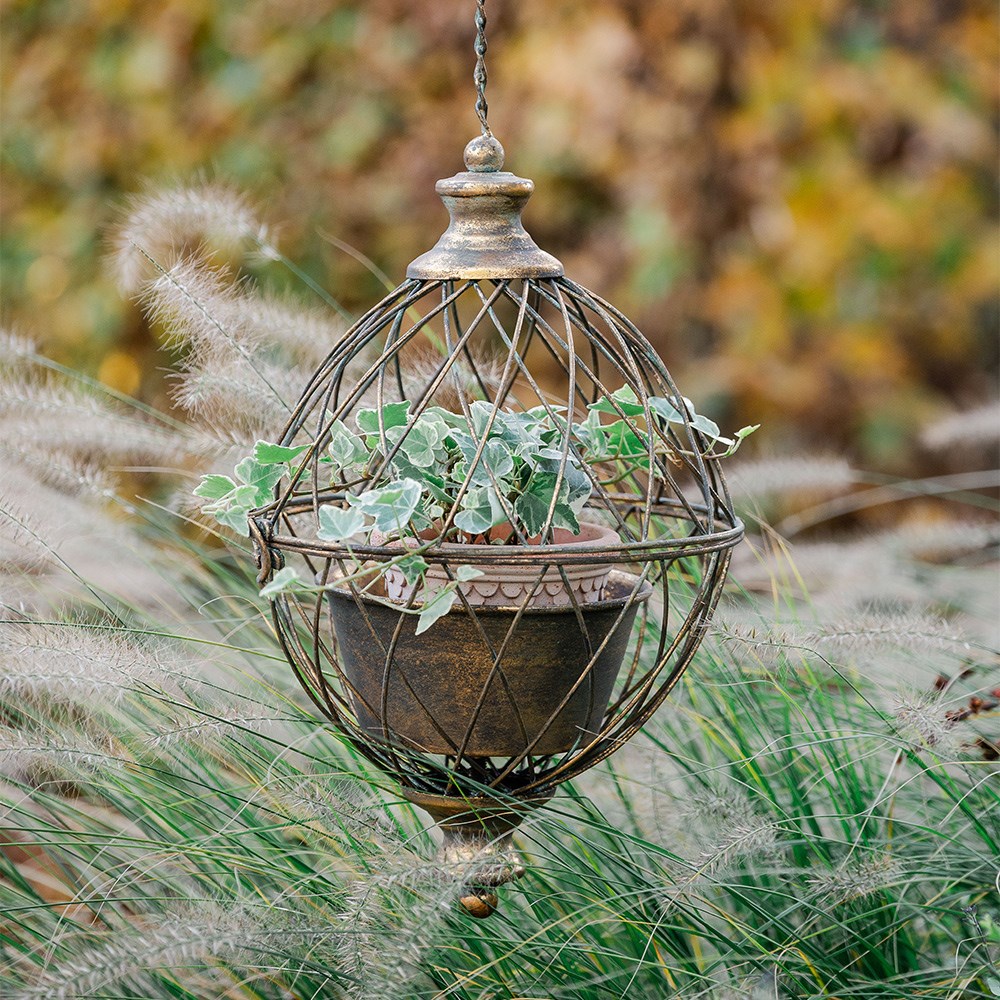 Orb cage hanging basket
