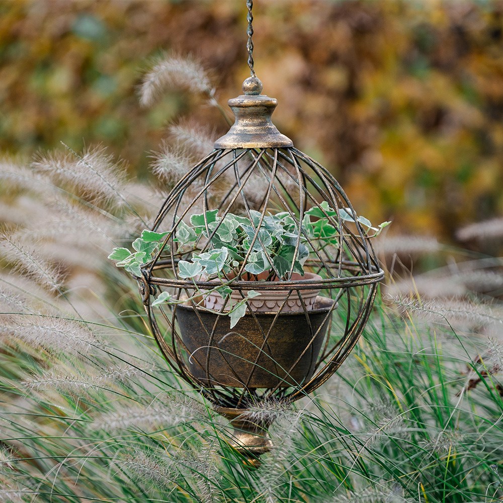 Orb cage hanging basket