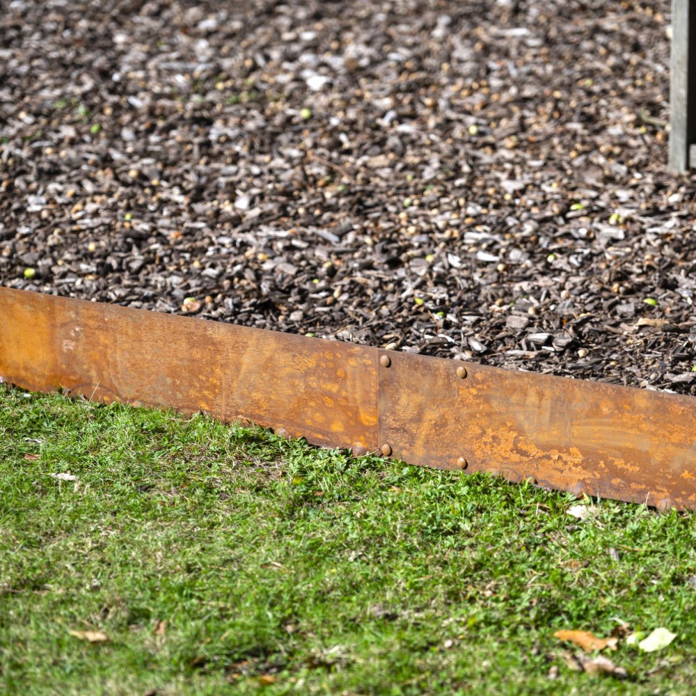 Corten steel flexible garden edging - rust