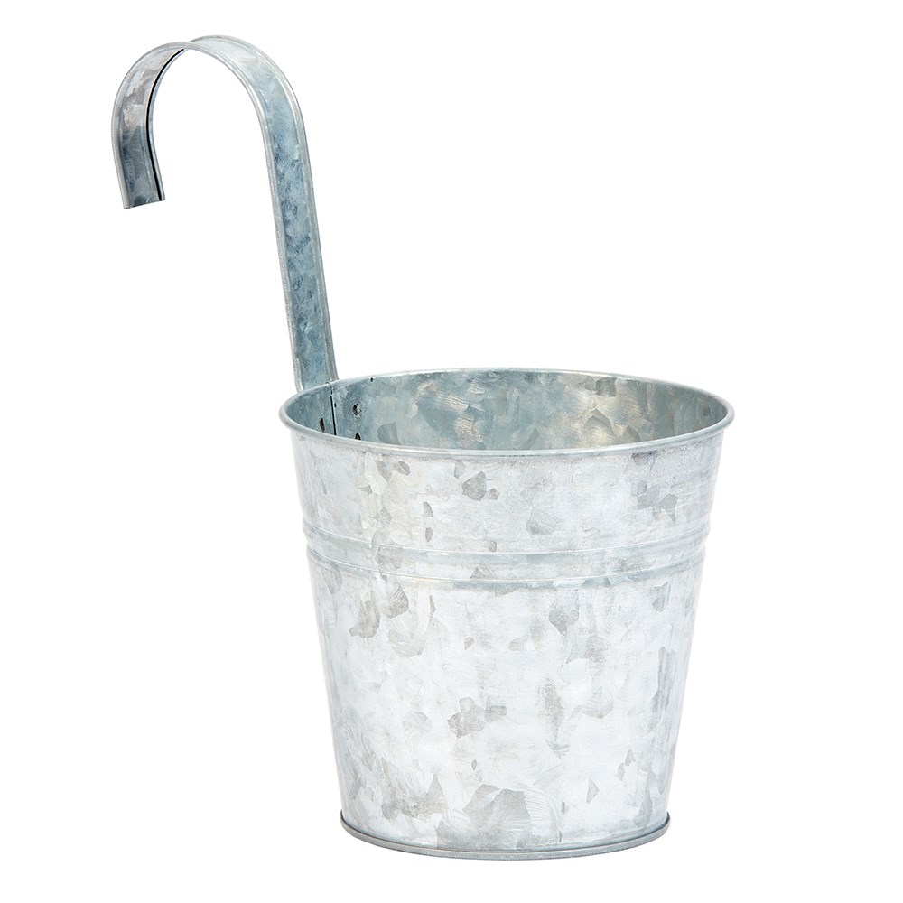 Hanging metal pot planter - galvanised