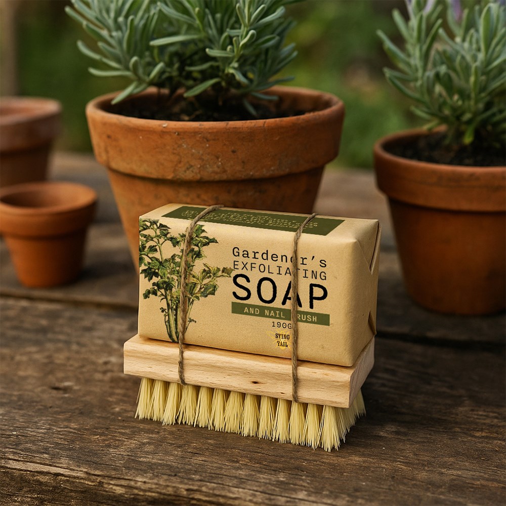 Gardener's exfoliating soap & brush