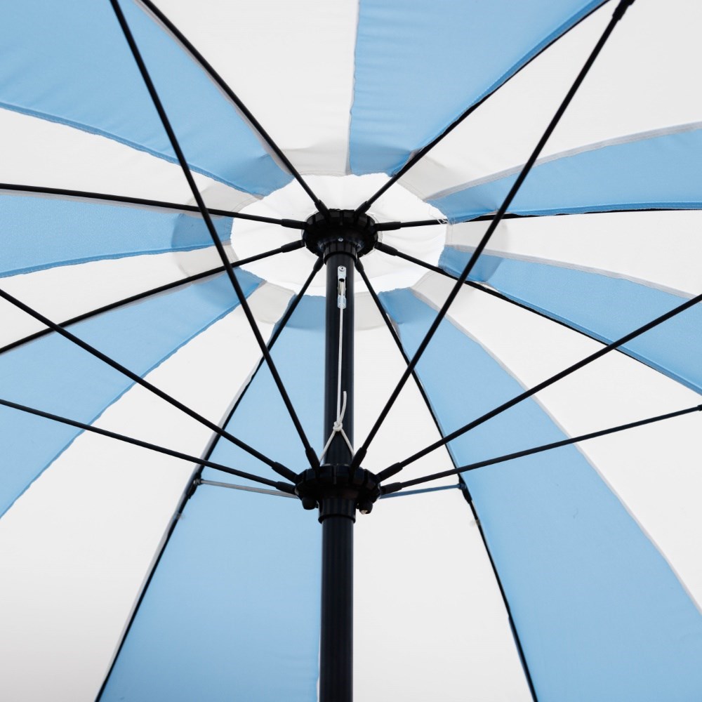Tassel trim parasol - blue and white