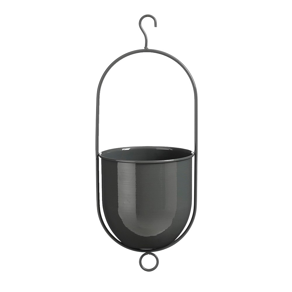Hanging metal plant pot - charcoal 