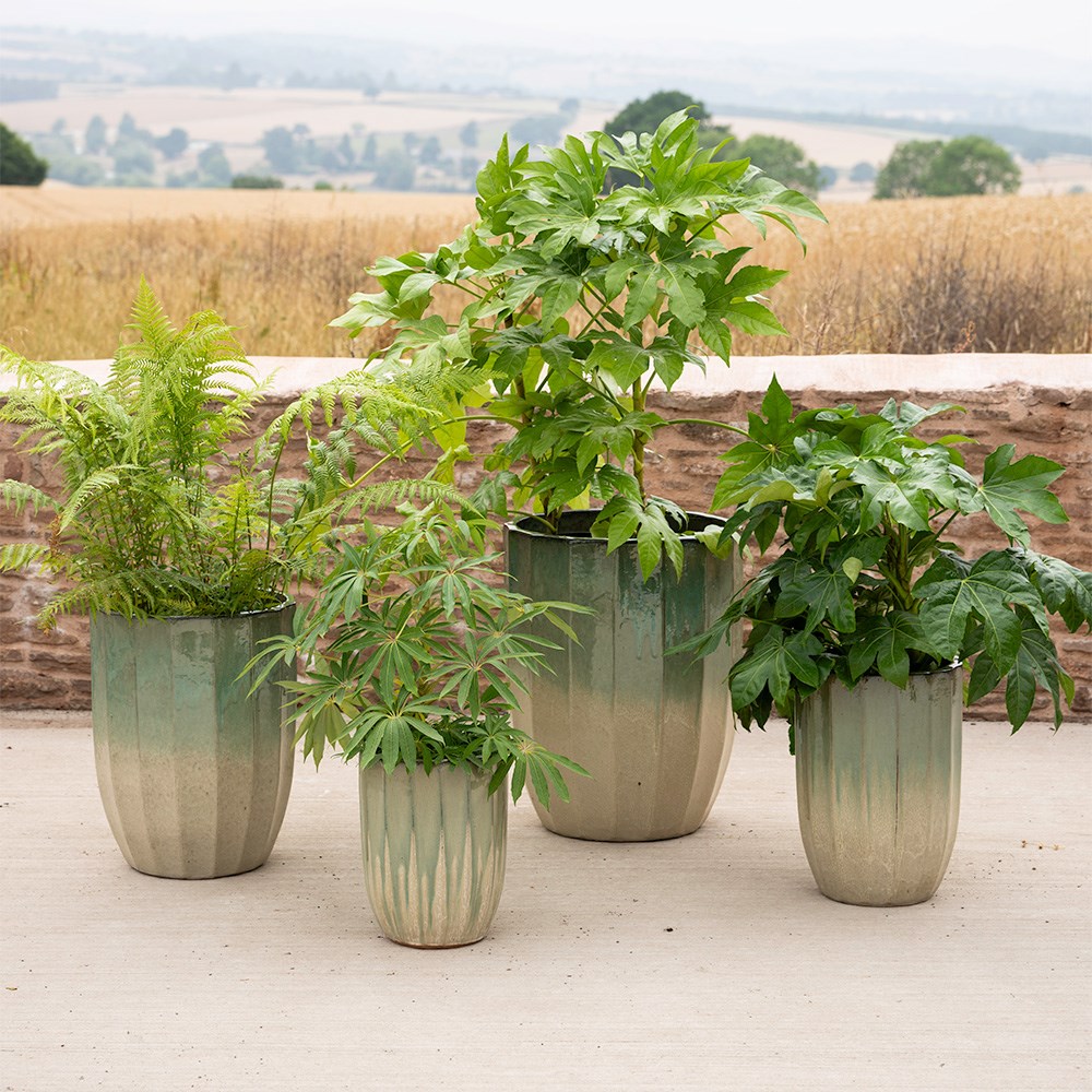 Ombre reactive glaze tall planter 