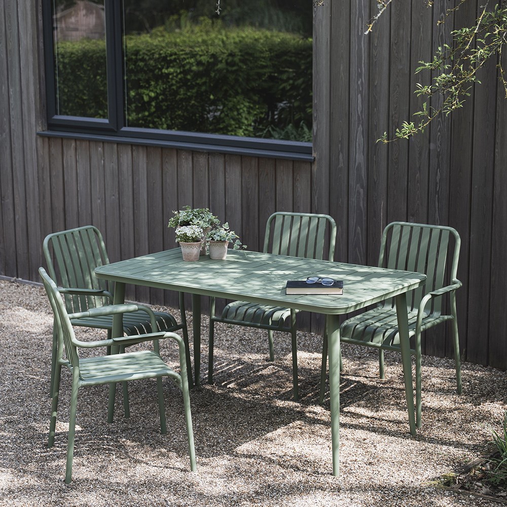 Green 4 seat aluminium dining set