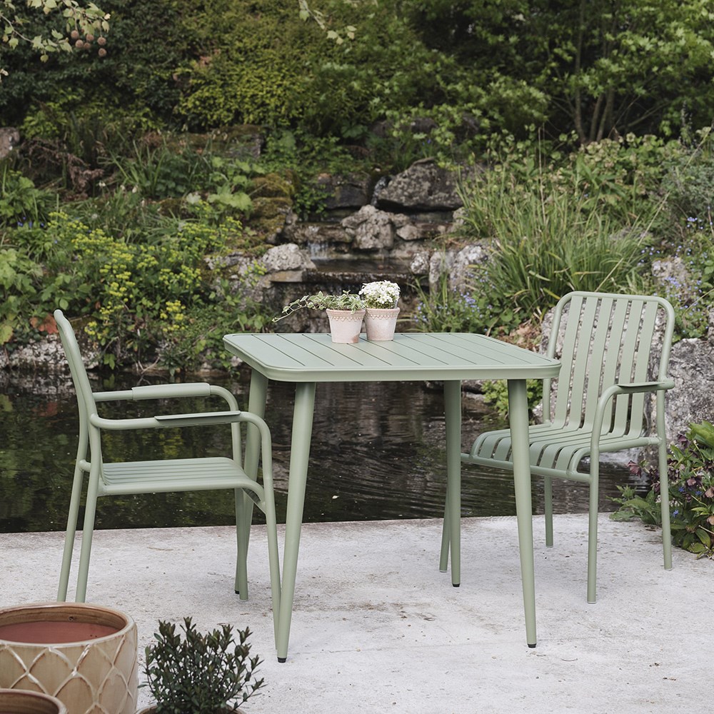 Green 2 seat aluminium bistro set