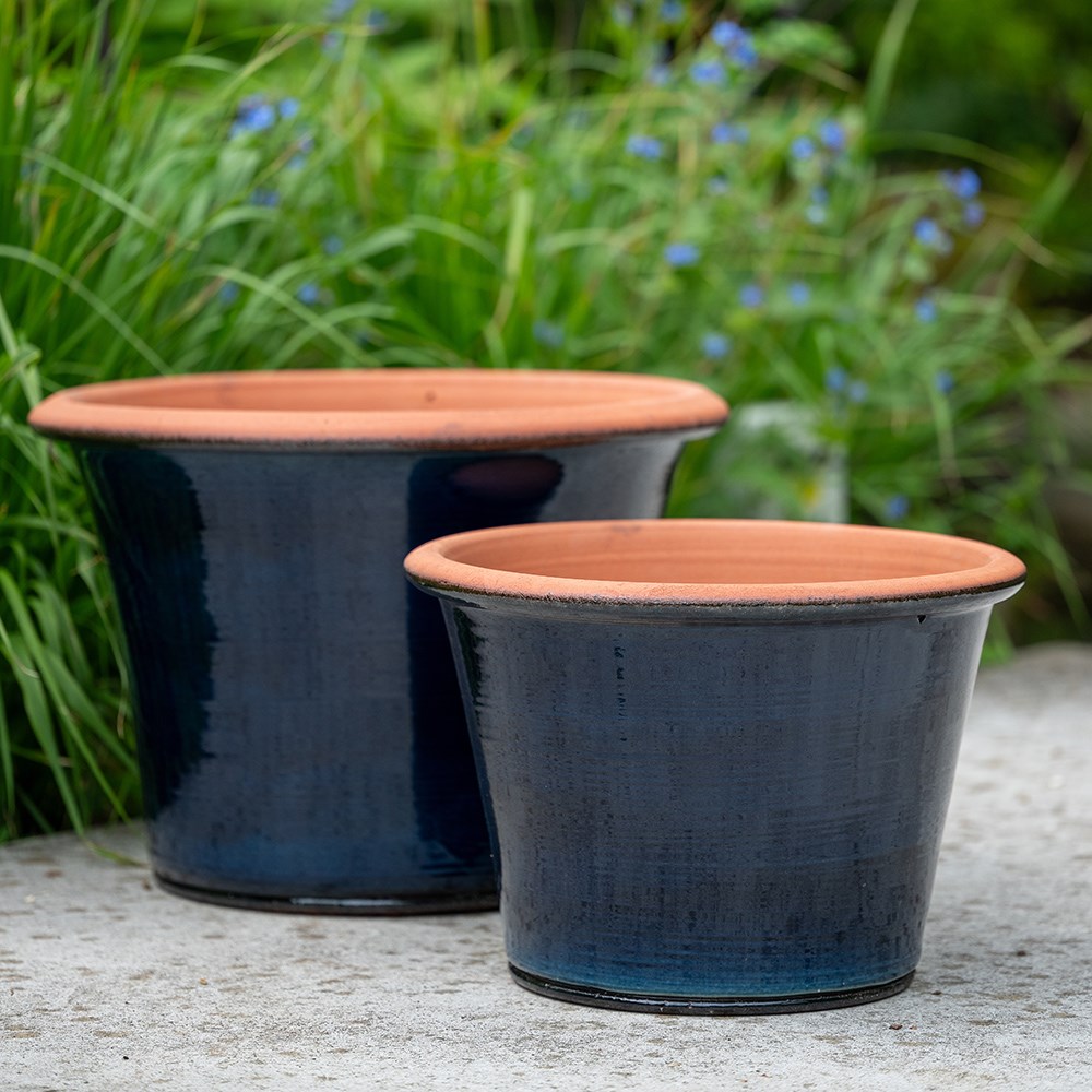Glassy glazed terracotta planter - ink