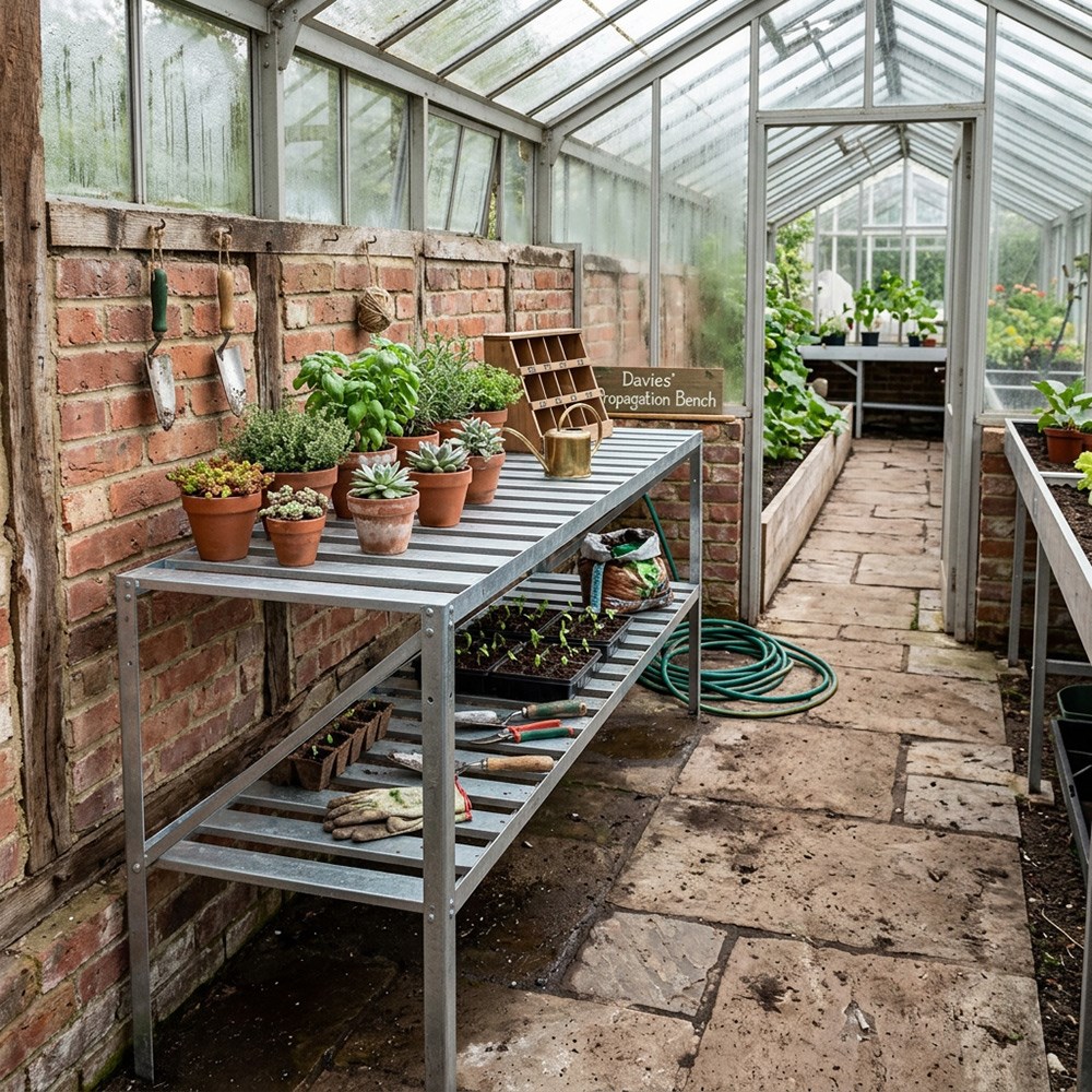 Premium greenhouse staging - silver