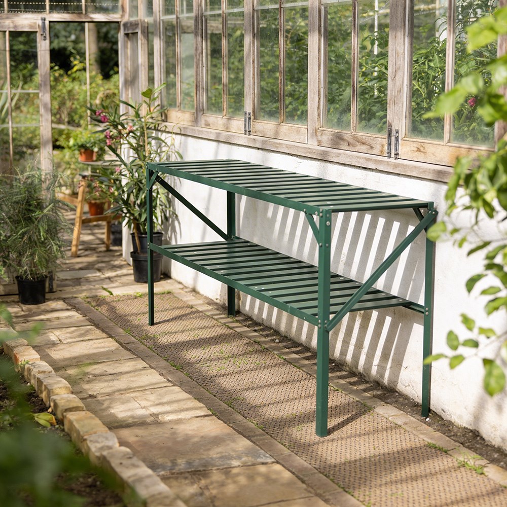 Premium greenhouse staging - green