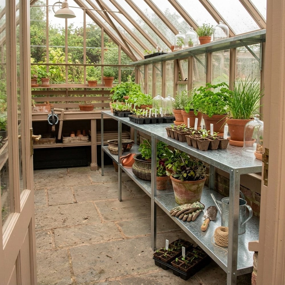Essential 2 tier greenhouse staging - silver