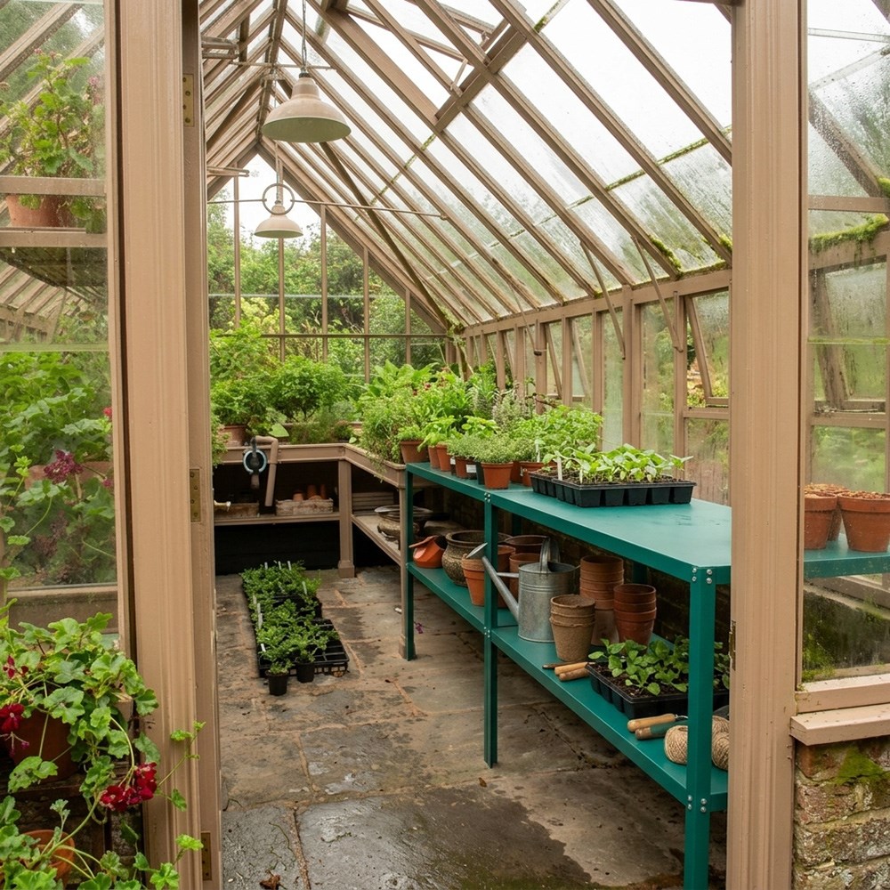 Essential 2 tier greenhouse staging - green