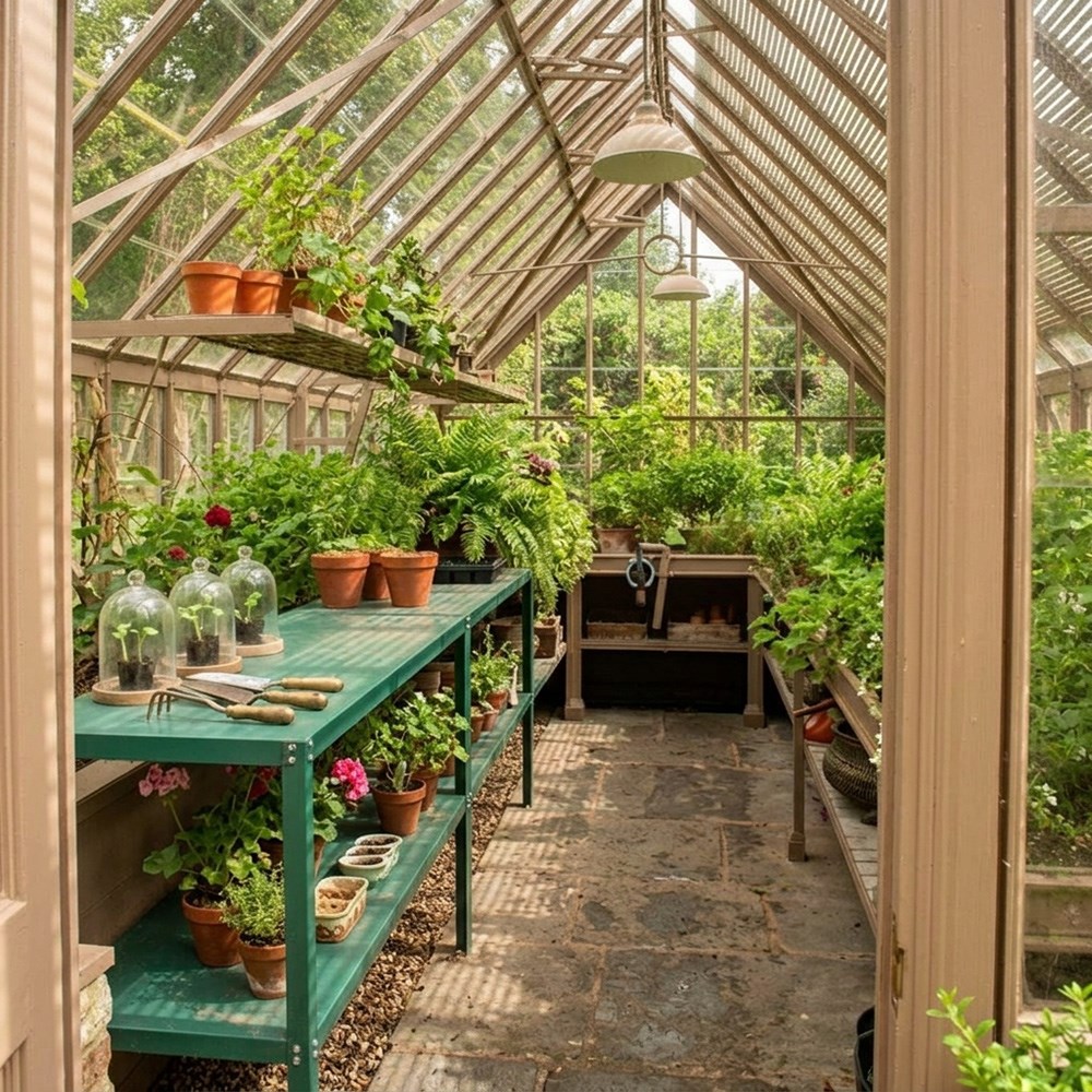 Essential 2 tier greenhouse staging - green