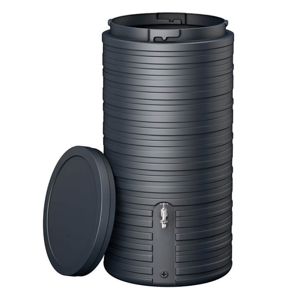 Dark grey water butt with planter - 300 litres
