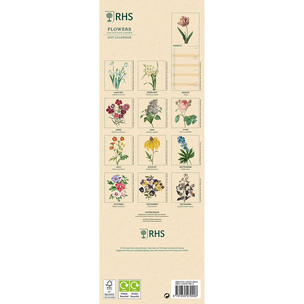 RHS flowers 2027 slim calendar
